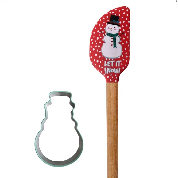 HOLIDAY TIME Christmas SPATULA Cookie Cutter Set Snowman w/Beechwood Handle NWT - Picture 3 of 3